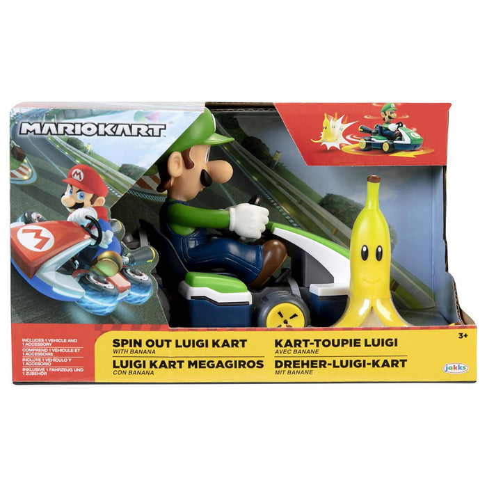 Super Mario Spin Out Luigi Kart with Banana