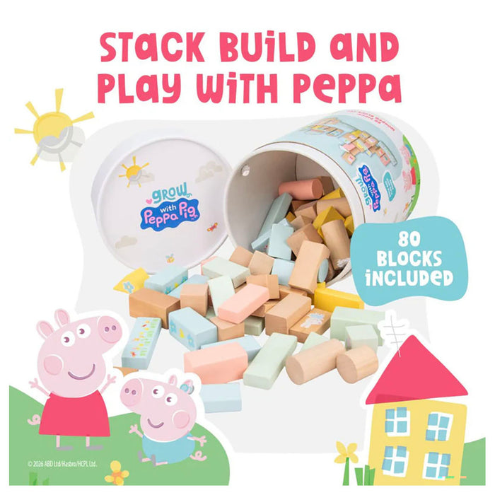 Grow with Peppa Pig 80 Piece Wooden Block Set