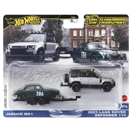  Hot Wheels Car Culture Team Transport: Jaguar MK1 and 2023 Land Rover Defender 110 1:64 Cars