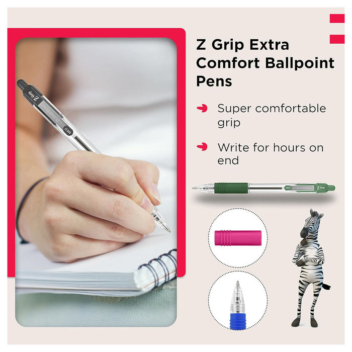 Zebra Pens Z-Grip Ballpoint Assorted Ink 50 Pack 