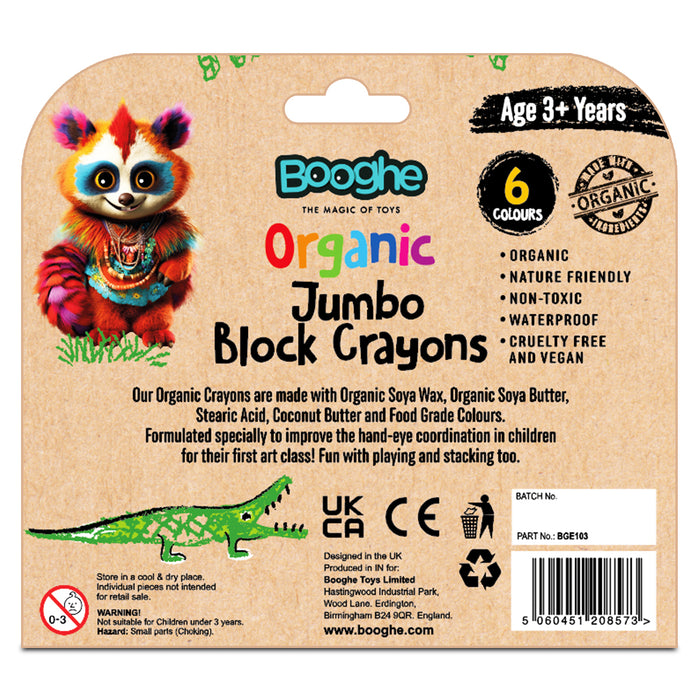 Booghe Organic Jumbo Block Crayons (Pack of 6)