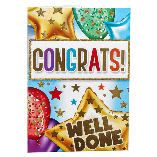 Congratulations 'Balloons and Stars' Greetings Card