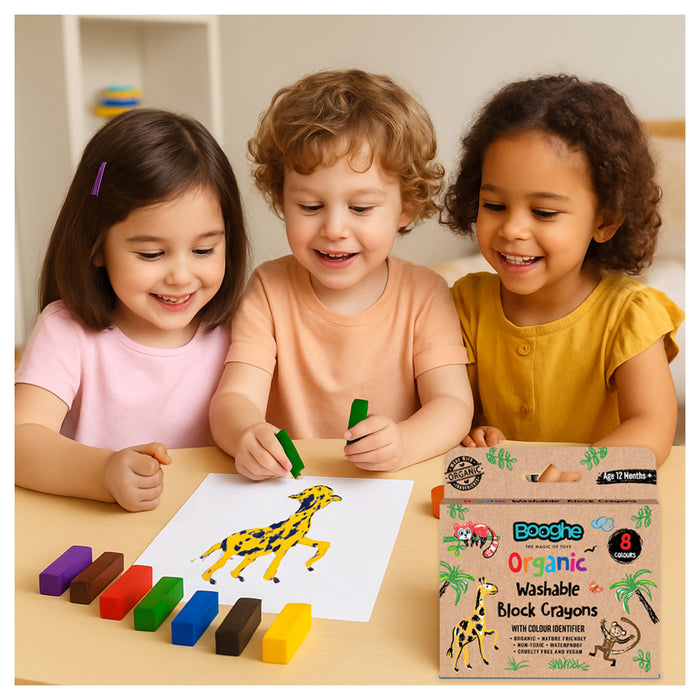 Booghe Organic Washable Block Crayons (8 Colours)