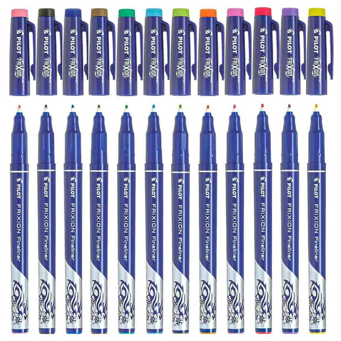 Pilot FriXion Fineliner F 1.3 Erasable Writing Felt-tip Coloured Pens (8 Pack)