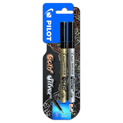 Pilot Super Color Permanent EF Marker Silver/Gold (2 Pack)