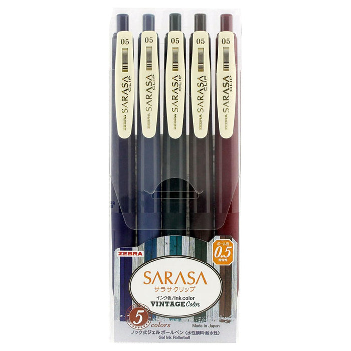 Zebra Pen SARASA Gel CLIP 0.5 mm with 5 Vintage Colours 1