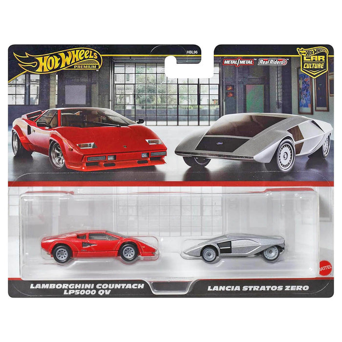 Hot Wheels Car Culture: Lamborghini Countach LP5000 QV & Lancia Stratos Zero 1:64 Cars (2 Pack)