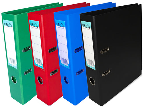 Lever Arch A4 Files Assorted 4 pack (Black, Red, Blue, Green) 