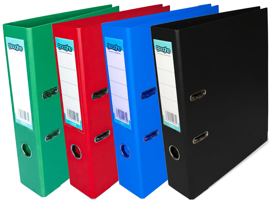 Lever Arch A4 Files Assorted 4 pack (Black, Red, Blue, Green) 