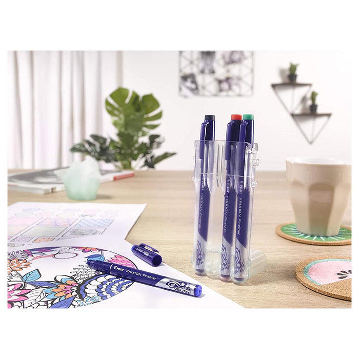 Pilot FriXion Fineliner Erasable Writing Felt-tip Coloured Pens (4 Pack)