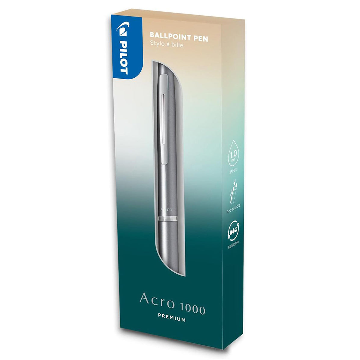Pilot Acro 1000 Premium Medium Line Ballpoint Silver Pen — Booghe