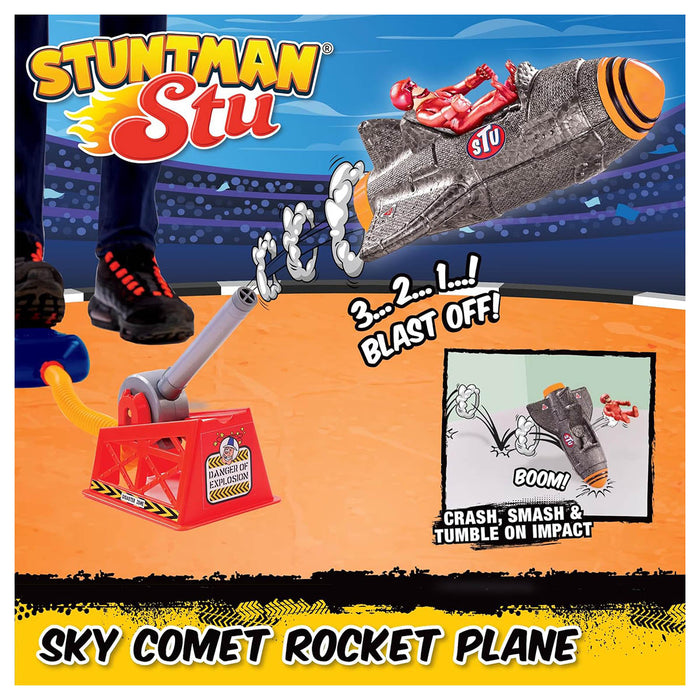 Stuntman Stu Sky Comet Rocket Plane Pump 'n' Fly Stunt Set