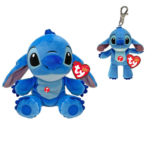 Ty Beanie Babies Disney Stitch Soft Toy & Key Clip Set