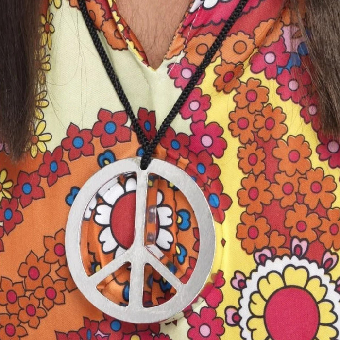 Smiffys Peace Sign Medallion Silver Coloured