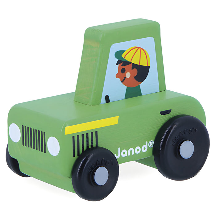 Janod Cross Roads Countryside Wooden Green Tractor