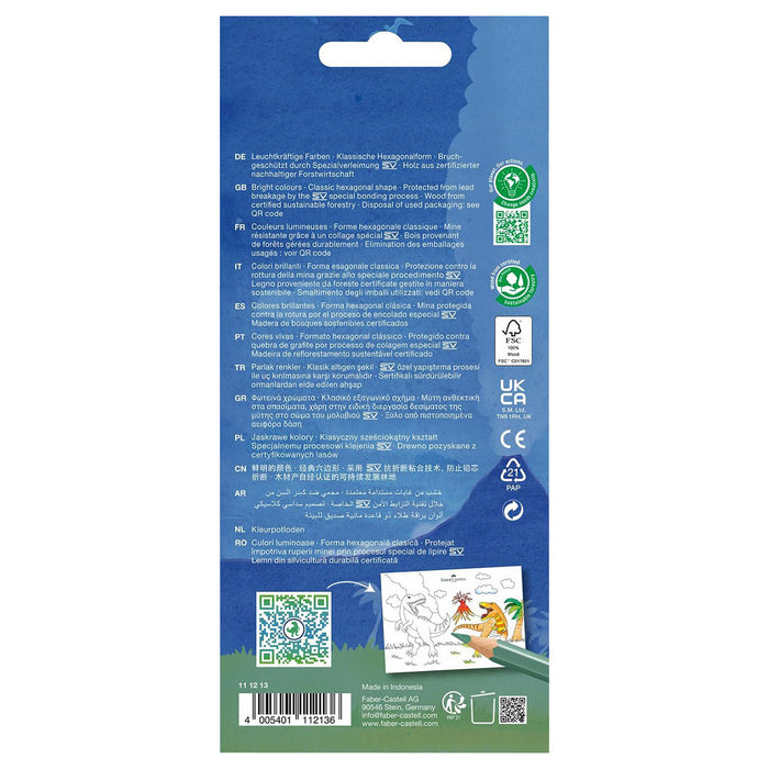 Faber-Castell Colour Pencils 10+3 and Dinosaur Stickers Set
