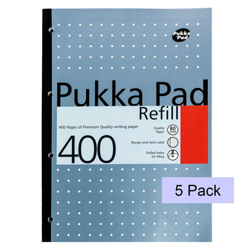 Pukka Pad A4 Metallic Refill Pad 400 pages 80gsm Ruled colours vary Pack of 5