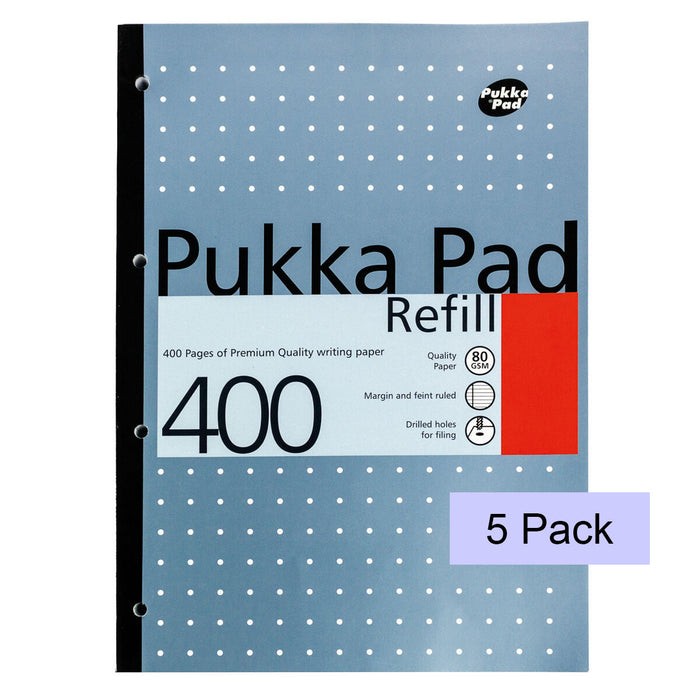 Pukka Pad A4 Metallic Refill Pad 400 pages 80gsm Ruled colours vary Pack of 5