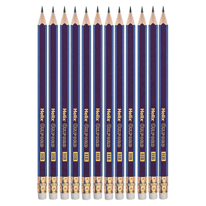 Helix Oxford HB Eraser Tipped Pencils Box of 12