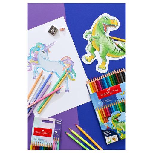Faber-Castell Colour Pencils 10+3 and Dinosaur Stickers Set