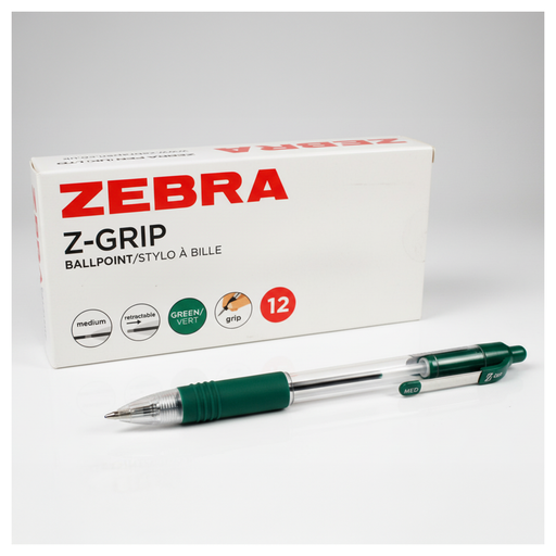 Zebra Pen Z Grip Green Pens Ballpoint set 12 Pens in Pack 