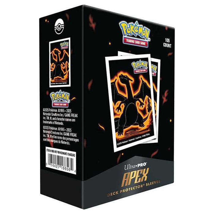 Pokémon Neon Kanto Ultra-Pro Apex Deck Protector Sleeves Charizard (105 Pack) 