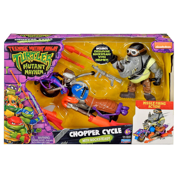 Teenage Mutant Ninja Turtles: Mutant Mayhem: Chopper Cycle with Rocksteady Figure