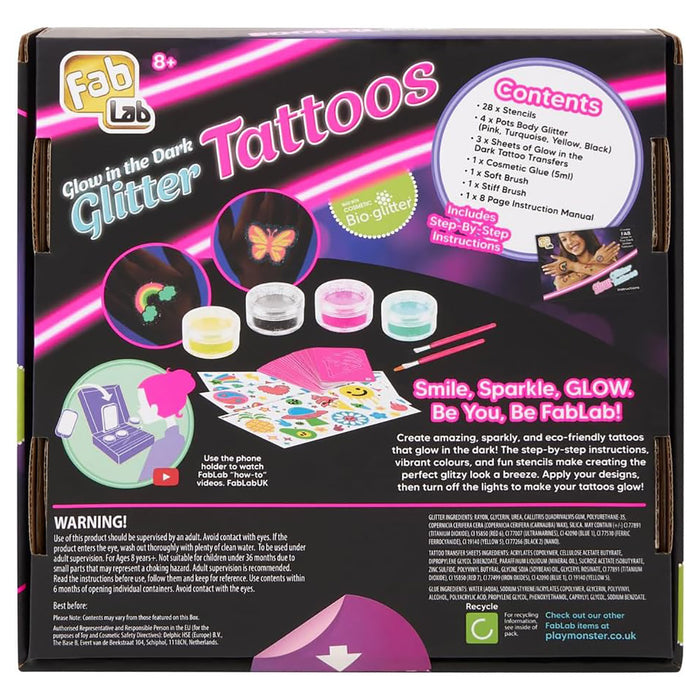 Fab Lab Glow in the Dark Glitter Tattoos Kit