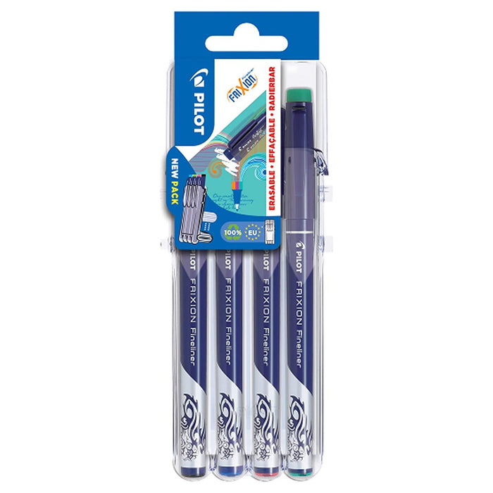 Pilot FriXion Fineliner Erasable Writing Felt-tip Coloured Pens (4 Pack)