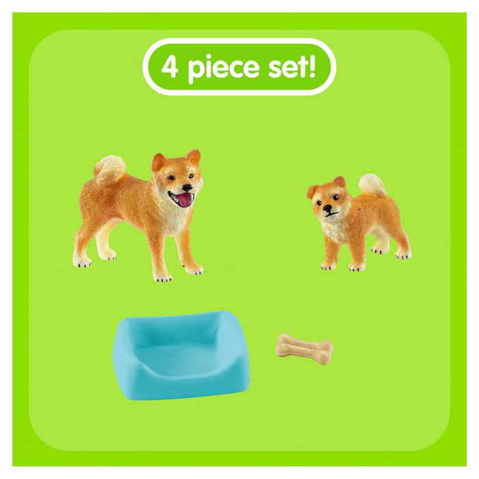 Schleich Farm World: Shiba Inu Mother and Puppy Figures