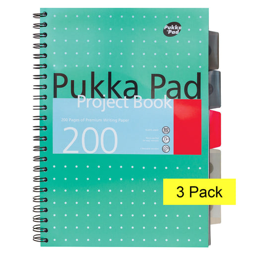 Pukka Pad A4 Metallic Project Book 200 pages 80gsm Wirebound Ruled Pack of 3