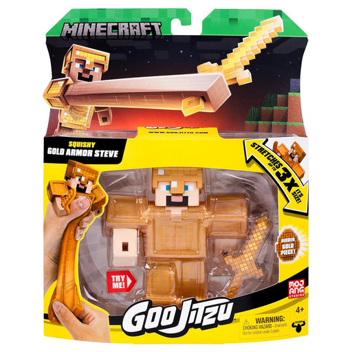 Goo Jit Zu Minecraft Squishy Gold Armour Steve Stretch Figure