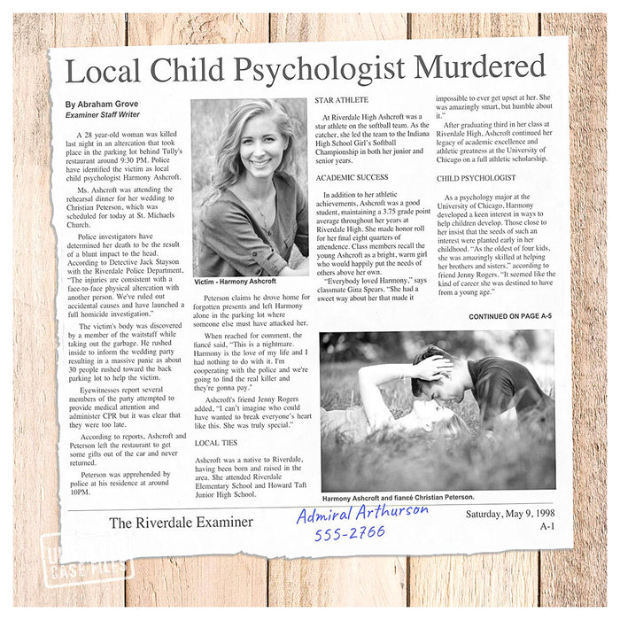 Unsolved Case Files: Harmony Ashcroft Case Murder Mystery Game