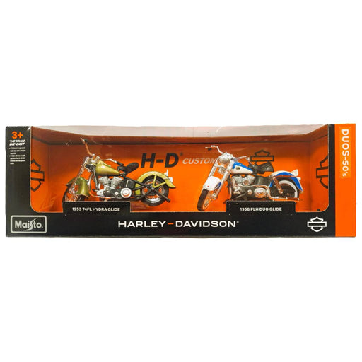 Maisto Harley Davidson Dous-50's 1953 74FL Hydra Glide & 1958 FLH Duo Glide Die-Cast Motorcycles