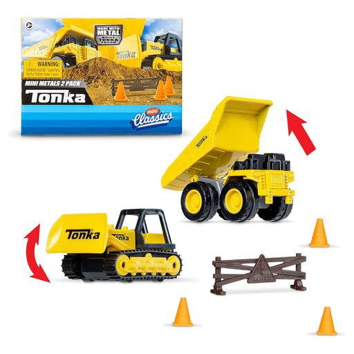 Tonka 2-pack Metal Movers Dump Truck & Bulldozer & Traffic Set