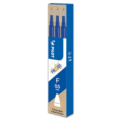 Pilot FriXion Ball & Ball Clicker Erasable F Pen Blue Ink Refills (3 Pack)