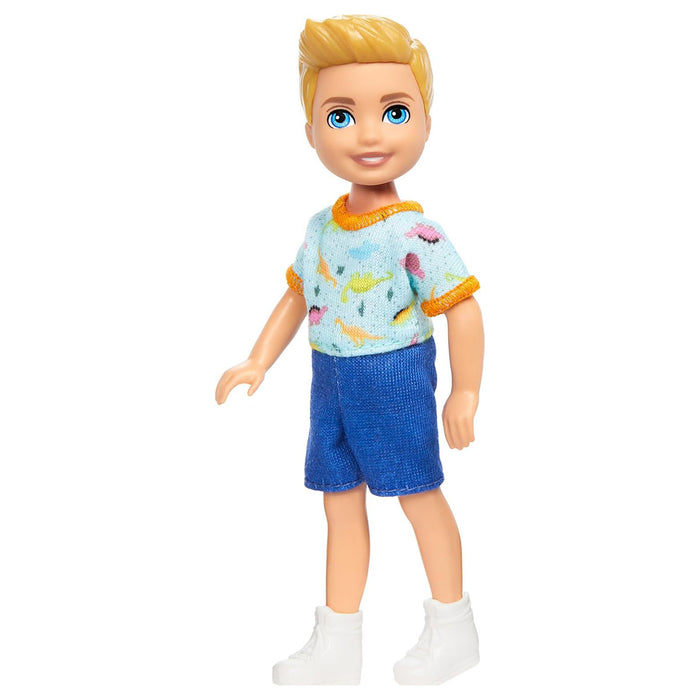 Barbie Chelsea Doll Small Boy Doll Wearing Removable One-Piece with Dino Print