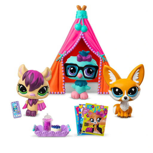 Littlest Pet Shop Slumber Squad Series 5 G7 #423 Bat & #424 Owl & #425 Fennec Fox Figures