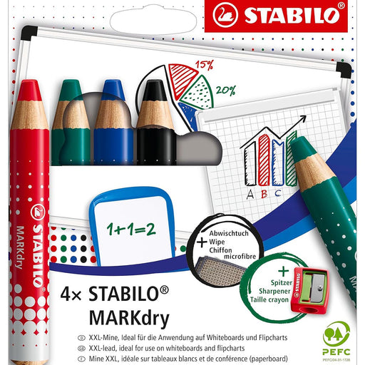 STABILO MARKdry Pencils for Whiteboards and Flipcharts (4 Pack)