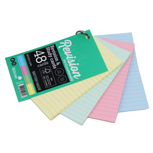 Silvine Revision &amp; Study 48 Cards with Assorted Coloured Sections and Ring Binder