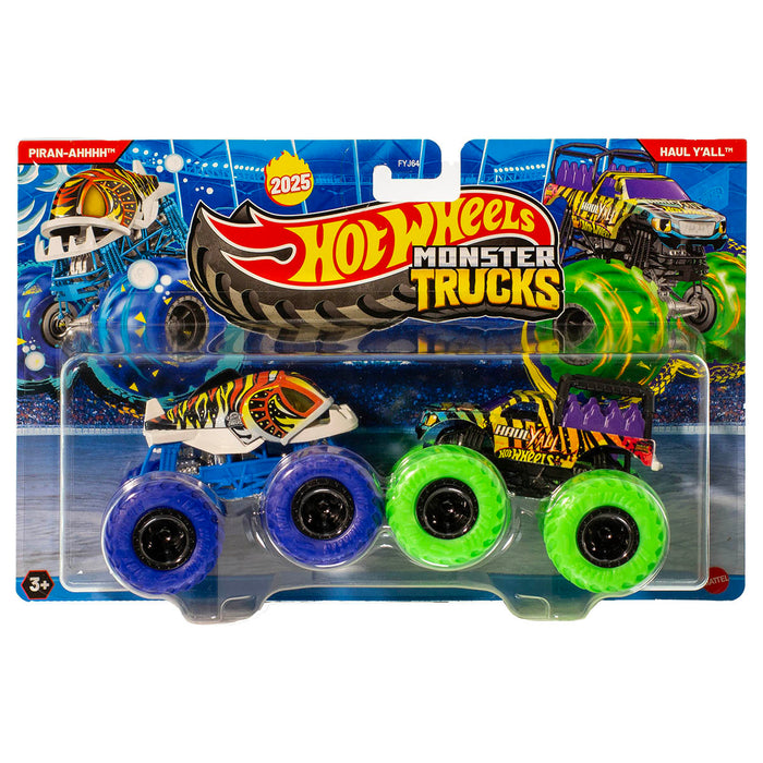 Hot Wheels Monster Trucks Demolition Doubles: Piran-Ahhh vs Haul Y'All 1:64 Vehicles