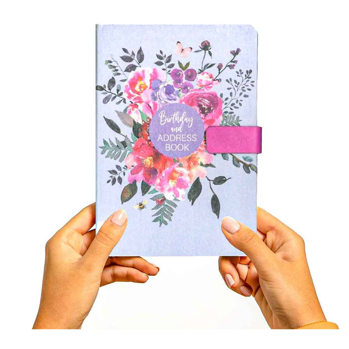 Floral Satin Birthday and Address A5 Book