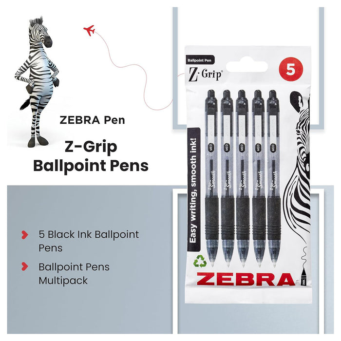 Zebra Pens Z-Grip Smooth Black Ink 5pk