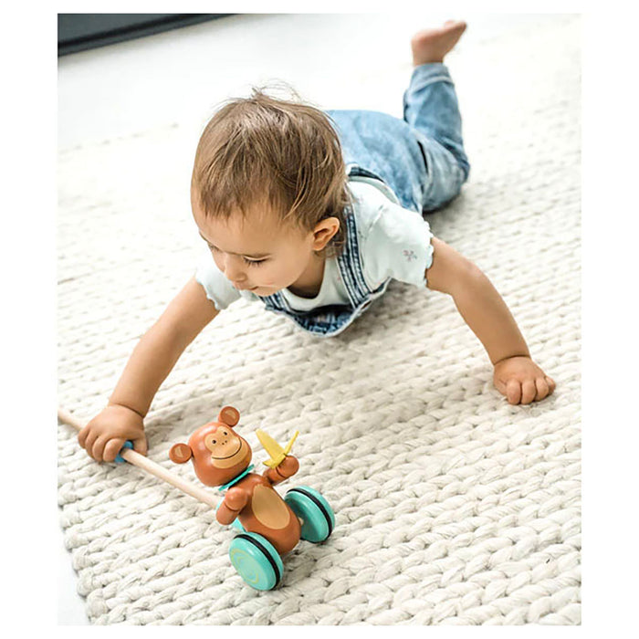 Orange Tree Toys Wooden Monkey Push Along