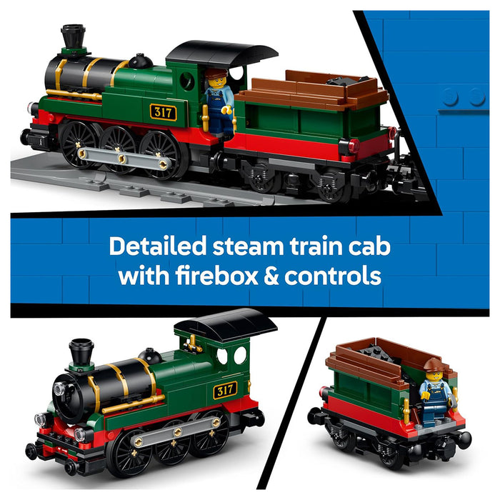 LEG) City Vintage Steam Train Building Set