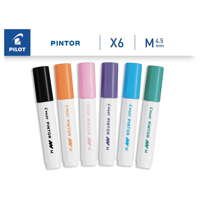 Pintor Marker Bullet Tip Medium Line 6 Piece Wallet (Creative Colours)