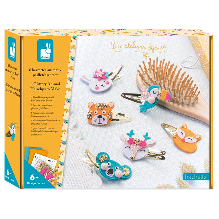 Janod 6 Glittery Animal Hairclips to Make Kit