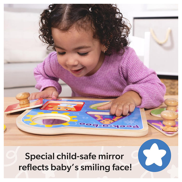 Melissa & Doug Ms. Rachel Wooden Peek-a-Boo Jumbo Peg Puzzle