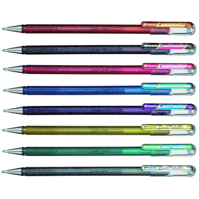 Pentel Hybrid DualMetallic Liquid Gel Roller Pens (8 Pack)