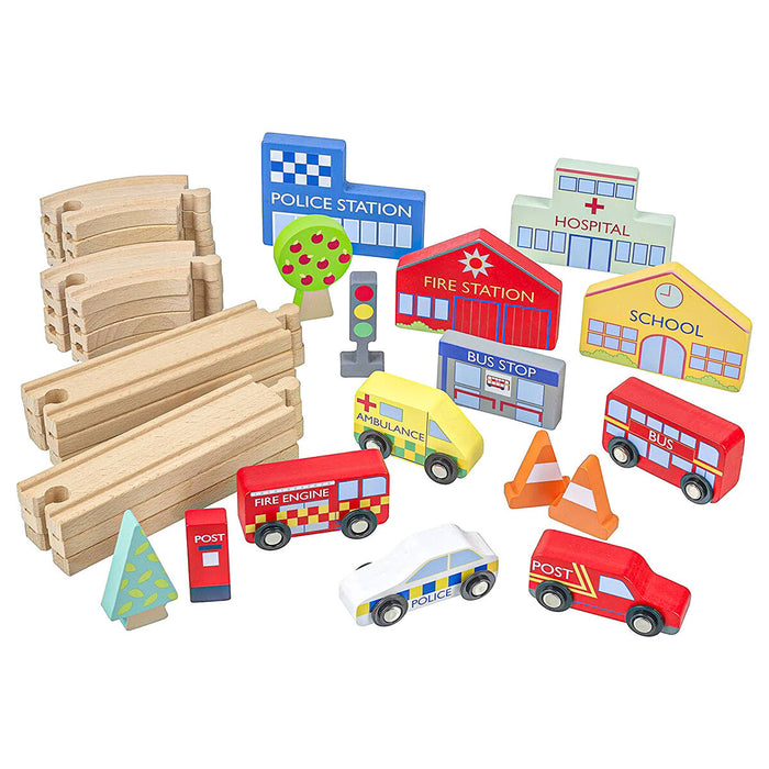 Orange Tree Toys Emergency Services Road Track Set